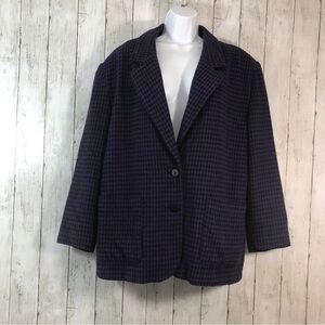 Vintage B.E. Wool Blend Checkered Blazer Large